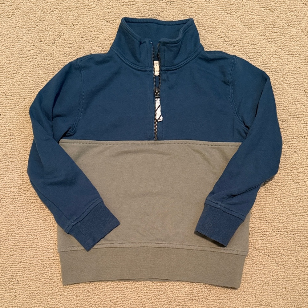 Crewcuts Boys XS 4/5 Blue Colorblock Quarter Zip-Up Sweater